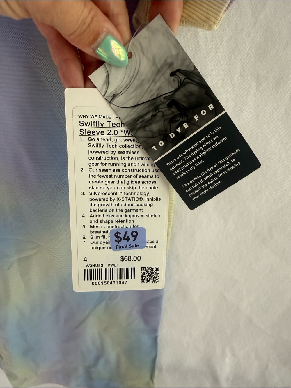 NWT Swiftly Tech Short Sleeve 2.0 Pastel Tye Dye Tee Seamless Size 4 - Picture 3 of 4